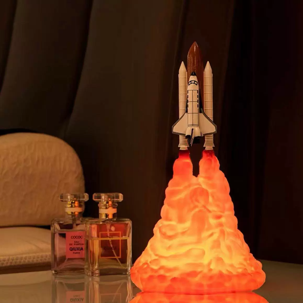 小夜灯3d打印火箭灯新奇特创意家居摆件usb充电床头台灯航天飞机
