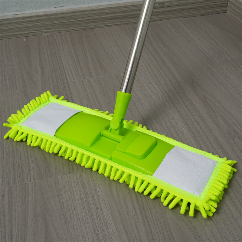 Mopo de placa plana de Chenille para absorción de agua, seco y húmedo, dos usos, tres secciones, barra de empalme, trapador de Chenille