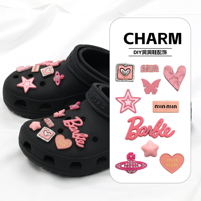26 New Cross-Border Clog Shoe DIY Accessories Cute Cartoon Pink Heart Planet Shoe Accessories Shoe Decoration Set