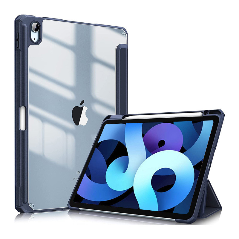 Funda protectora ipad2022 aplicable con ranura para bolígrafo 10.2 tri-fold acrílico transparente anti-flexión Shell 10,9 tableta Funda de cuero