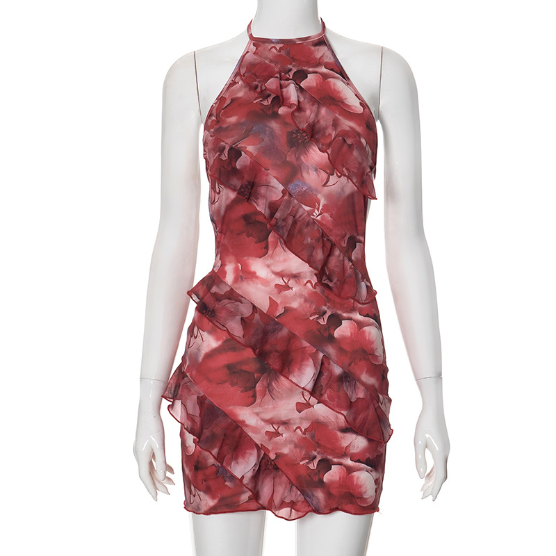Summer Women Clothing Halter Sexy Slim Fit Ruffled Dress 5 Summer Women Clothing Halter Sexy Slim Fit Ruffled Dress