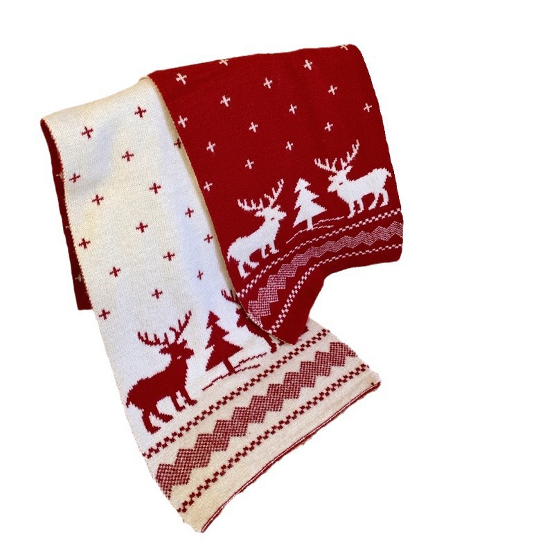 Knitted Scarf For Men And Women Red Winter Warm Autumn Neck Warmer_voghion.com