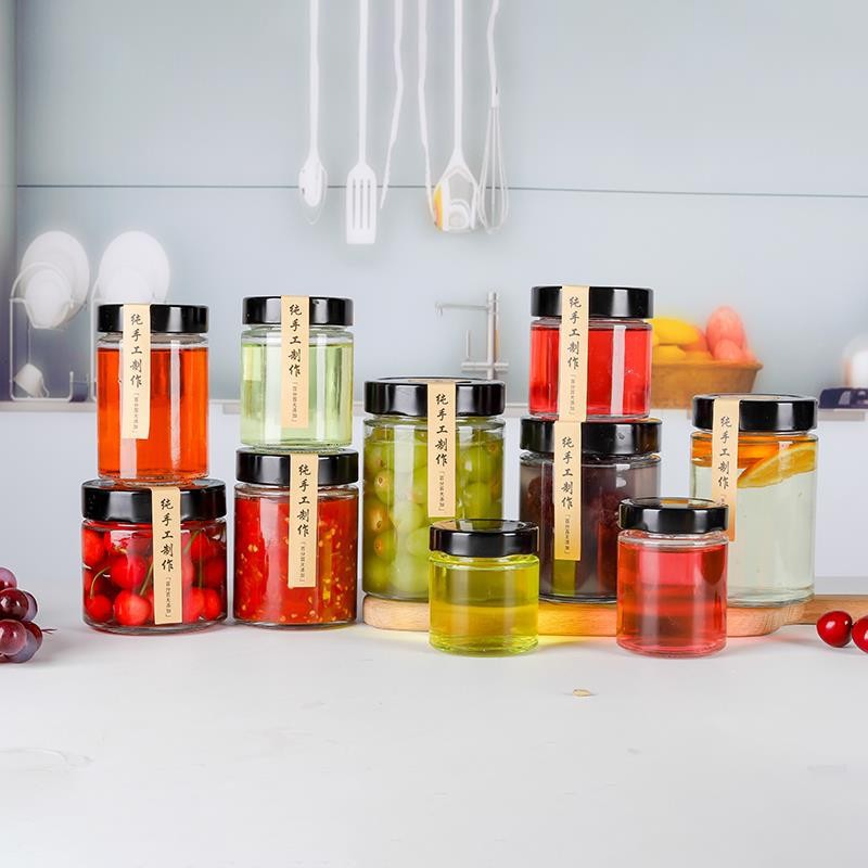 厂家批发高盖圆形玻璃罐180ml酱菜瓶辣椒酱分装瓶果酱瓶 食品级