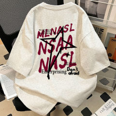 アメリカ純綿tシャツ半袖男性タイプ夏ゆるいins潮牌白揚げ街カップル半袖上着カジュアル
