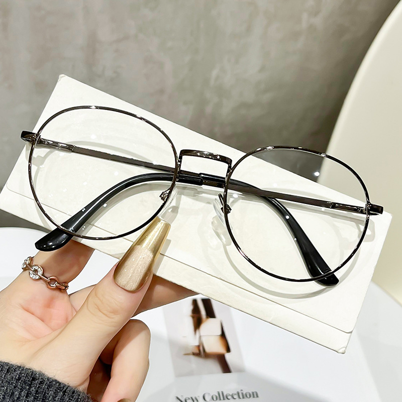 7703 New Metal Frame Retro Anti-Blue Light Reading Glasses Source Manufacturer Middle-Aged and Elderly Glasses Powerful Supplier