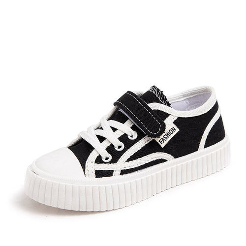 Children's Canvas Shoes, Girls' Shoes  Spring and Autumn New Black Checkered Boys' High Top Board Shoes Baby Canvas Shoes Trendy