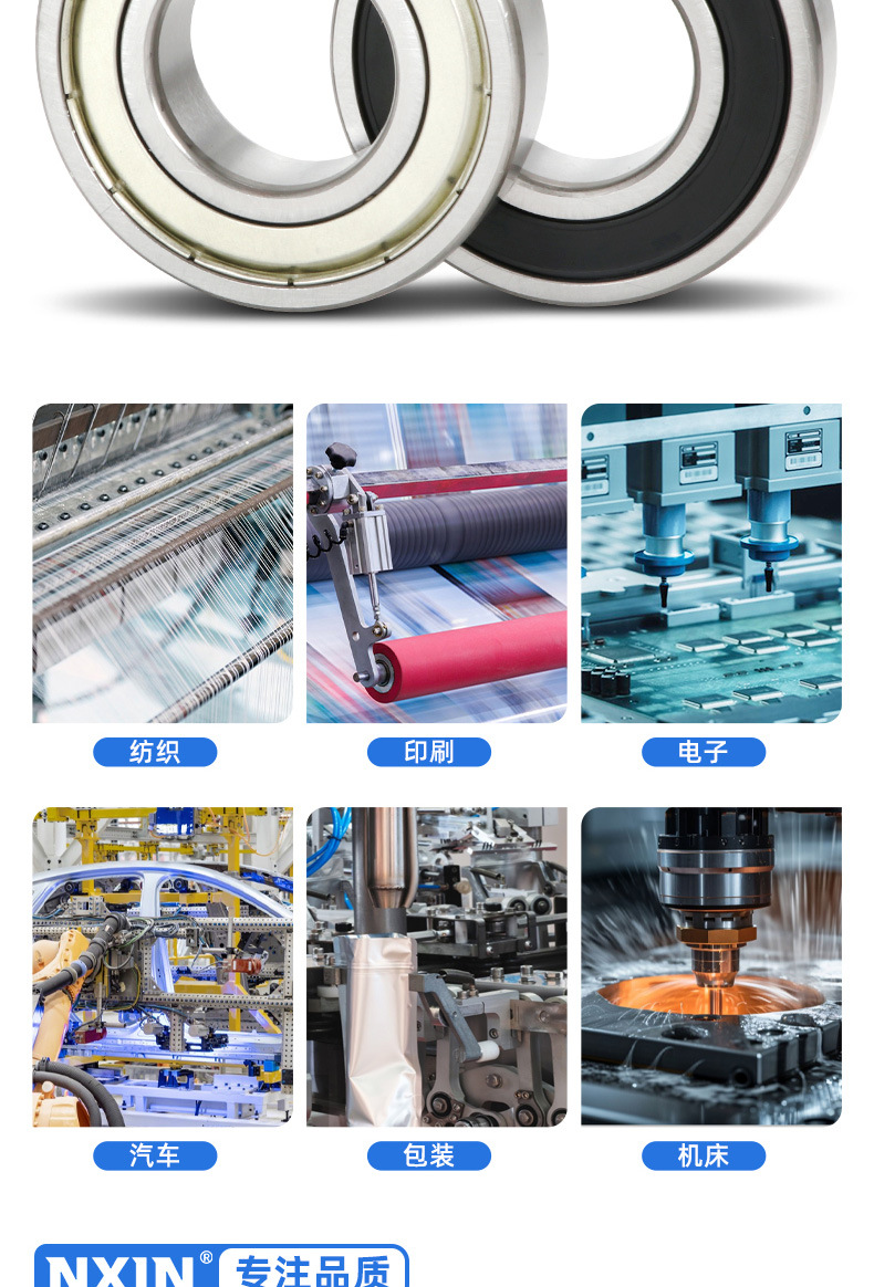 Deep Groove Ball Bearings, Silent and Wear-Resistant, Special Industrial-Grade Precision Bearings for Motors, Ultra-Long Life Transmission Shafts