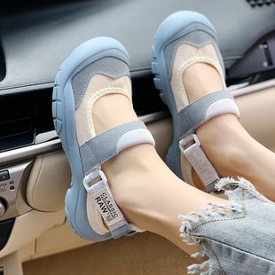 Ugly Cute Velcro Sandals Women's 2023 Summer New Korean Style Round Toe Women's Shoes Thick Bottom Casual Sports Shoes Internet Celebrity Trendy Shoes