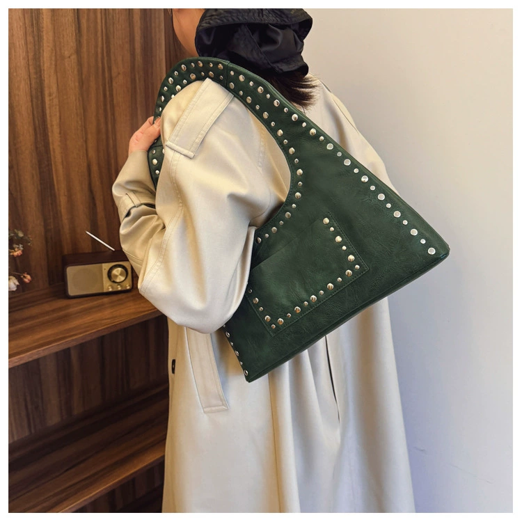 Ретро заклепки подмышечная сумка на одно плечо европейская и американская модная автомобильная сумка Простая модная универсальная сумка