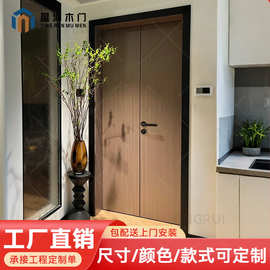 木门复古简约环保法式卧室漆门实室内储物间强化全推拉门房间门对