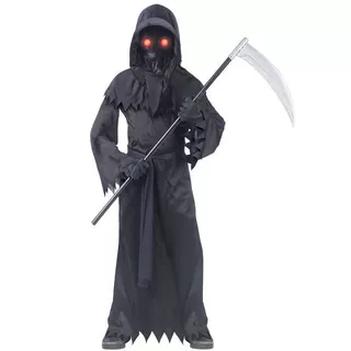 万圣节吸血鬼恶魔披风儿童成人cos恐怖红眼死神镰刀怪表演服套装