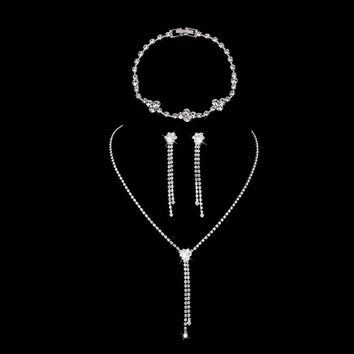 Bridal jewelry rhinestone tassel flower earrings necklace necklace set wedding wedding photo studio jewelry women N6087
