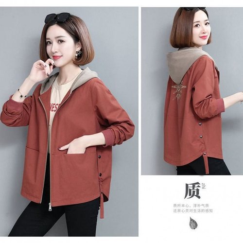 Women's Short Double Windbreaker, Korean Version Short Jacket, Spring and Autumn Mother Jacket, Korean Style Loose Fashion Ins