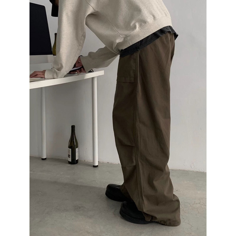 Japanese Style Retro Loose American Style Overalls Men's Spring and Autumn New Style Profile Straight Paratrooper Casual All-match Long Pants