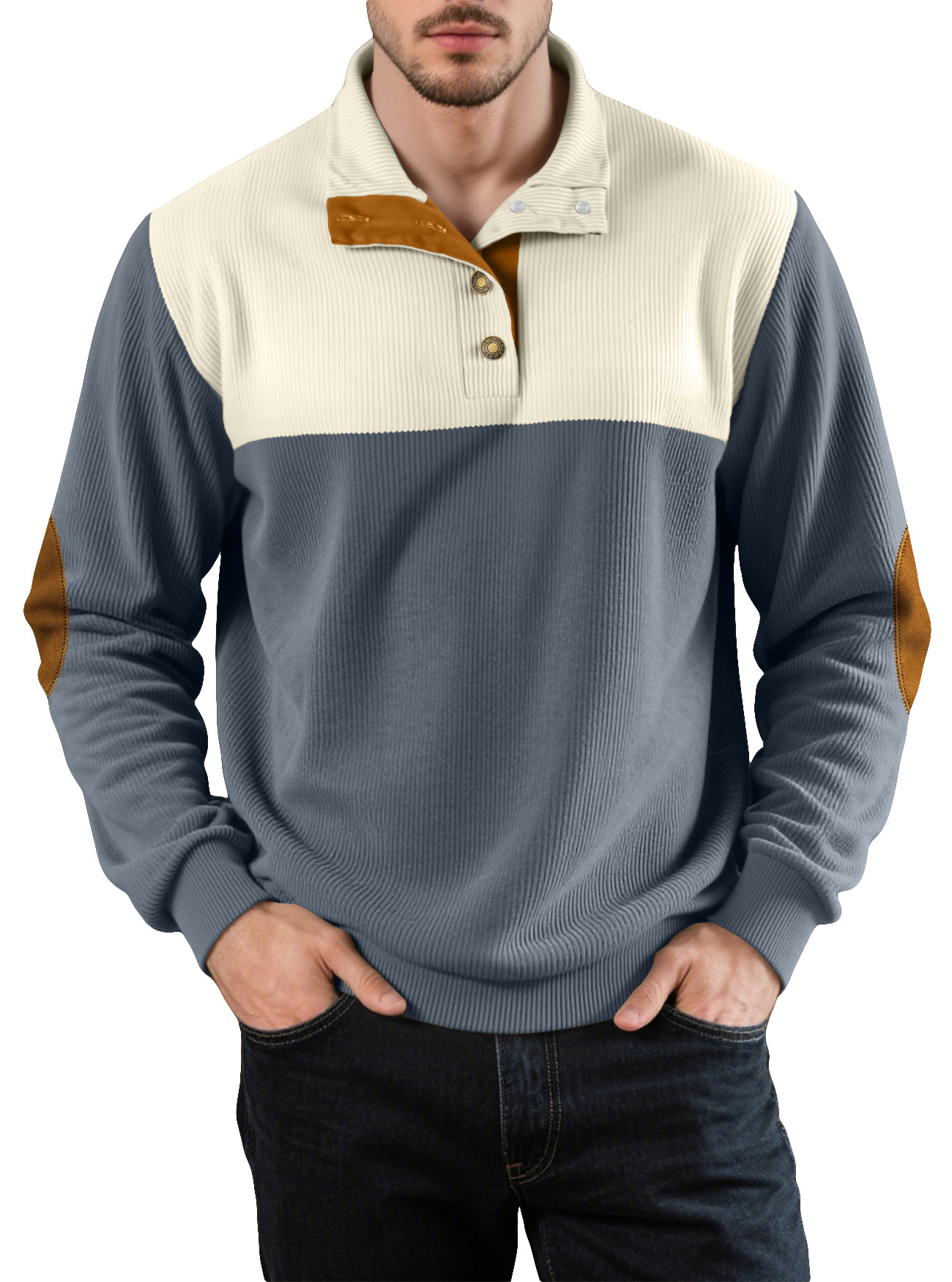 Nuevo tamaño transfronterizo otoño y invierno hombre casual color con solapa camiseta deportiva Amazon camiseta de cuello vertical