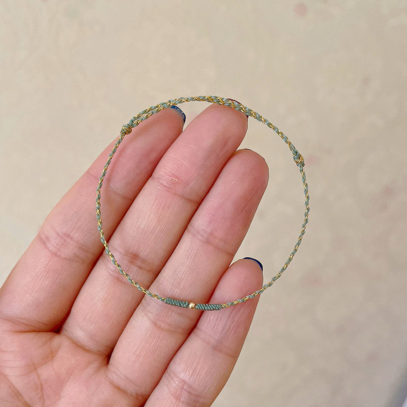 0.7mm peacock blue thin cord with gold-plated diamond knot, hand-woven bracelet/anklet, adjustable gift, simple cord 0.7mm peacock blue thin cord with gold-plated diamond knot, hand-woven bracelet/anklet, adjustable gift, simple cord