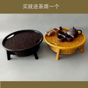 Handmade Lacquered Bamboo Storage Box, Retro Tea Set Storage Basket with Lid, Household Organizing Basket, Le De Zhu