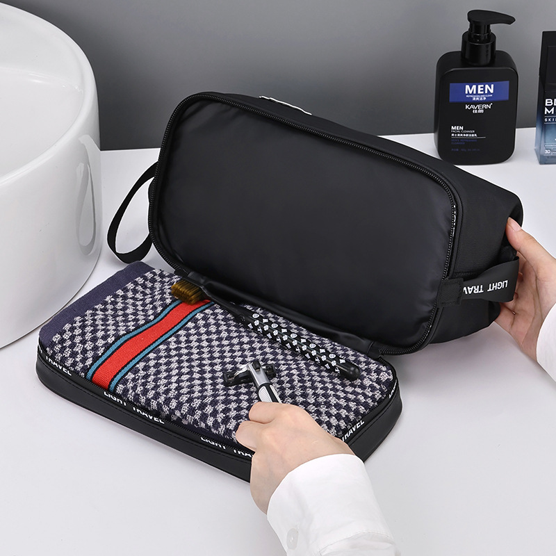 Viaje transfronterizo serie de viaje de alta capacidad de doble capa de separación seca y húmeda bolsa de lavado para hombres bolsa de almacenamiento de cosméticos de comercio exterior