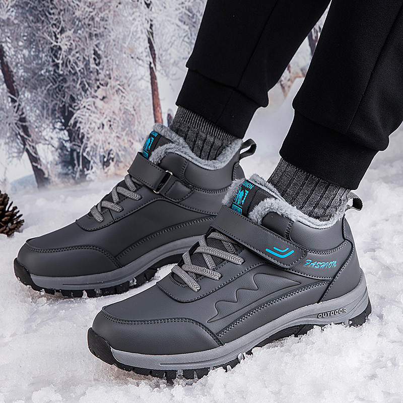 Mantener calientes los zapatos de algodón de invierno y los zapatos deportivos de terciopelo los zapatos de algodón para ancianos, los zapatos de la madre, las botas de nieve para ancianos y de mediana edad, la parte superior de la piel image 4