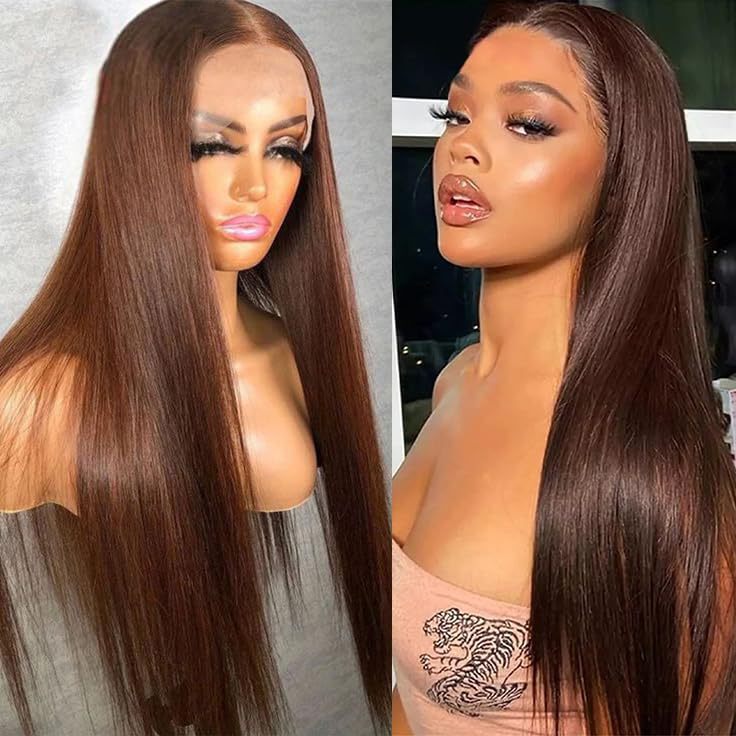 13x 4 lace frontal front real person hair Xuchang European and American brown wig humanhair