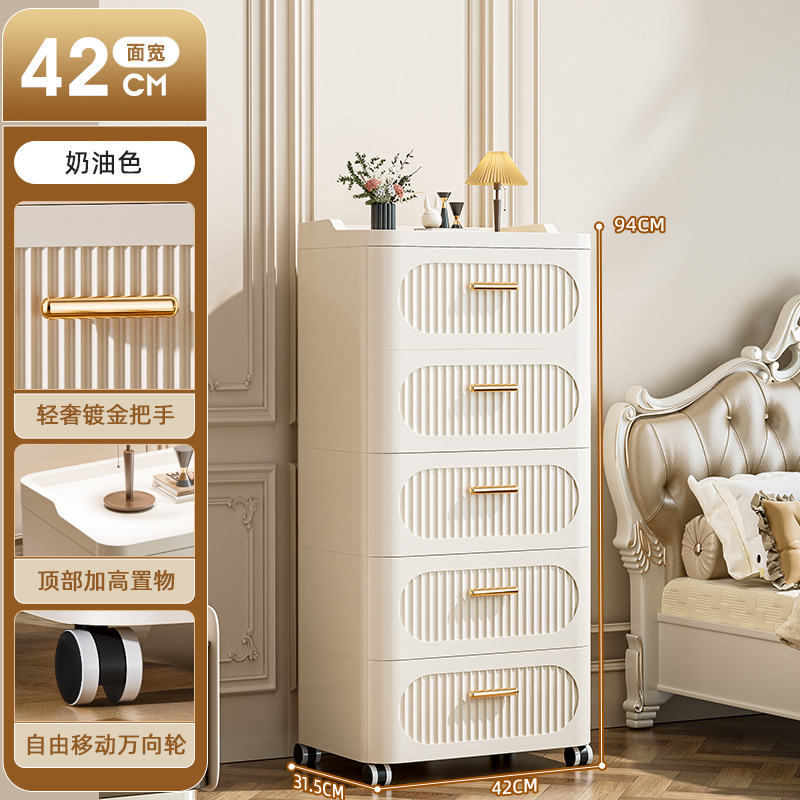 クロスボーダー厚みのあるフロア引き出し型キャスター付き収納キャビネットリビングルーム寝室収納整理キャビネット大容量ホームキャビネット
