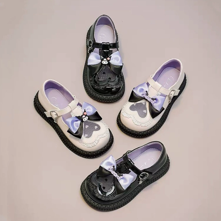 Обувь для девочек Детская обувь принцессы 2024 Новинка весенне-летняя детская простая универсальная Маленькая кожаная обувь с мягкой подошвой Черный