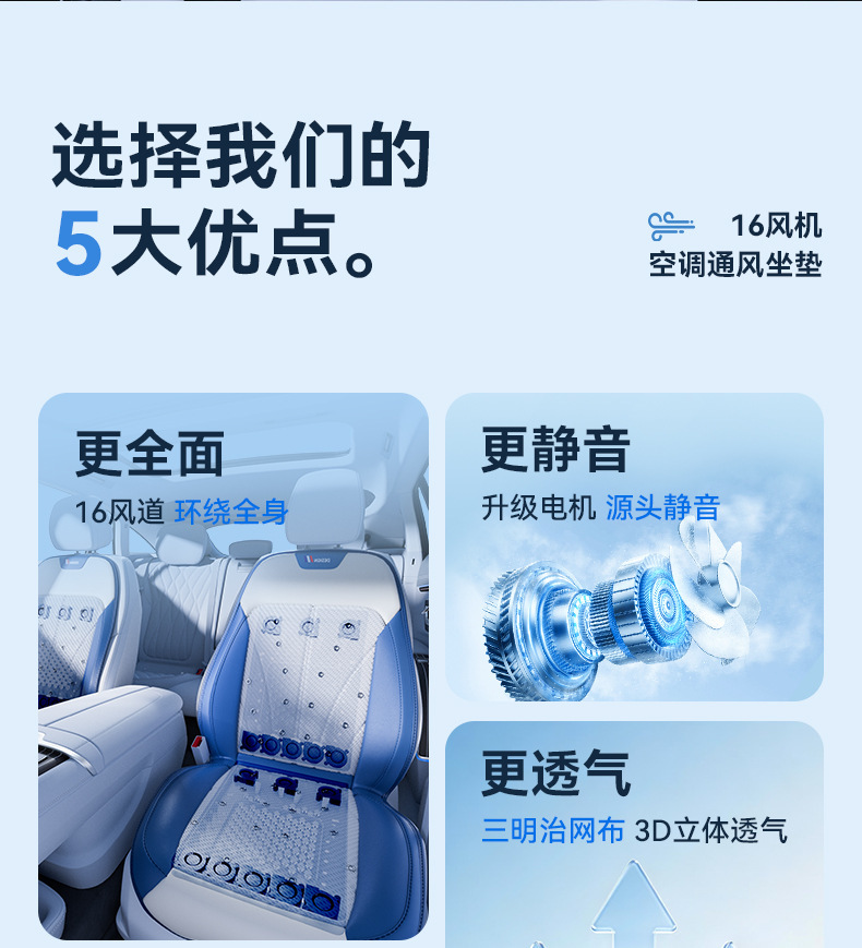 2026 New Model Ventilated Seat Cushion Multifunctional Air Conditioning Cushion Automatic Start-Stop Cooling Pad Summer Truck Seat Cushion Wholesale