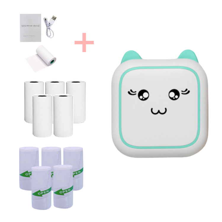 C25 azul + 5 rollos de papel de impresión + 5 rollos de papel adhesivo