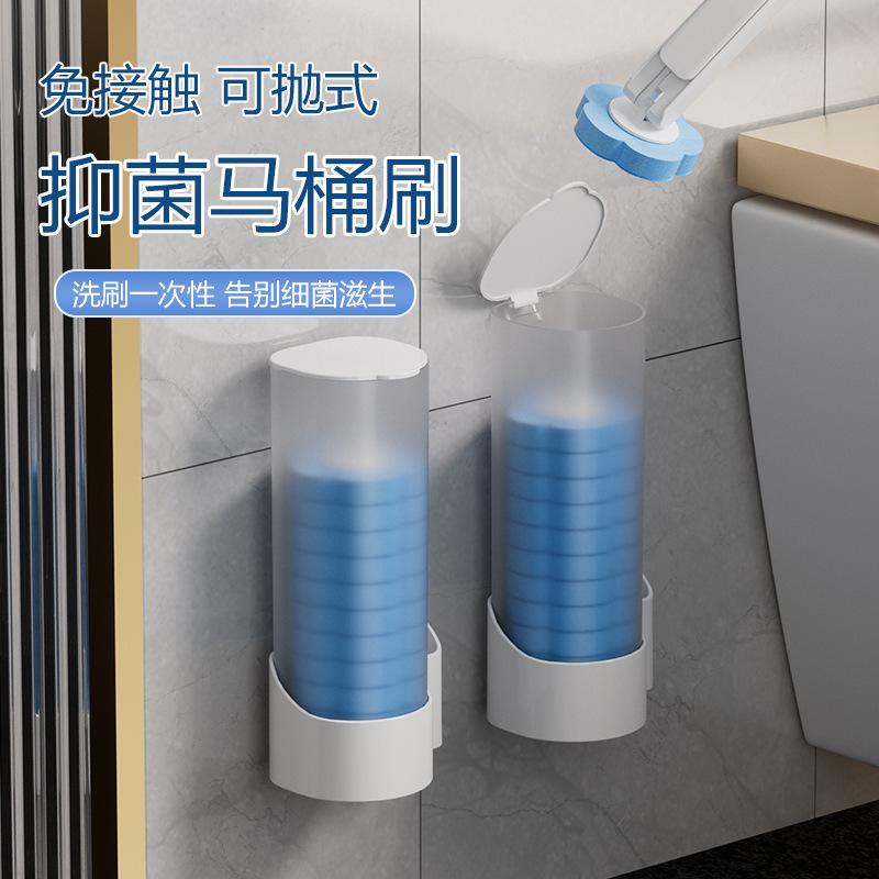 Toilet Brush with Long Handle, No Dead Corners, Disposable Replacement, Wall-Mounted Cleaning Toilet Brush Set for Home Use Toilet Brush with Long Handle, No Dead Corners, Disposable Replacement, Wall-Mounted Cleaning Toilet Brush Set for Home Use