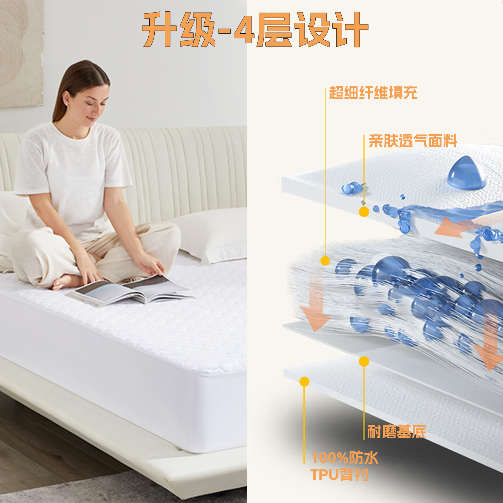Patrón de pétalos de cama impermeable de quilting cubierta de cama a prueba de polvo cubierta de cama