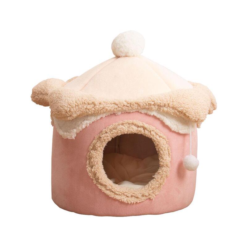 新しいアイスクリームハウスペットハウスかわいいプリンセス猫ハウス面白い猫楽しい巣秋と冬暖かい犬ハウス|undefined