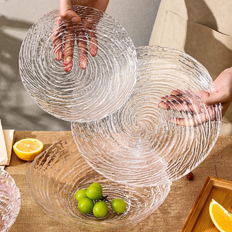 Canghai Glass Bowl Fruit Salad Bowl Advanced Light Luxury Deep Plate Creative Yogurt Bowl Home Special Beautiful Fruit Plate