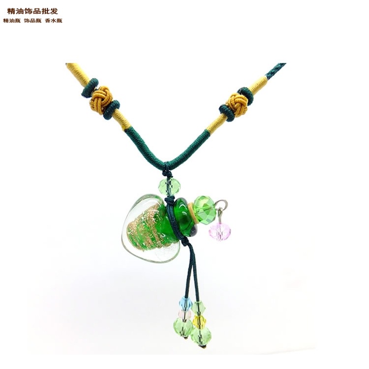 精油饰品网心形翠绿色金沙细双扣绳项链1.jpg