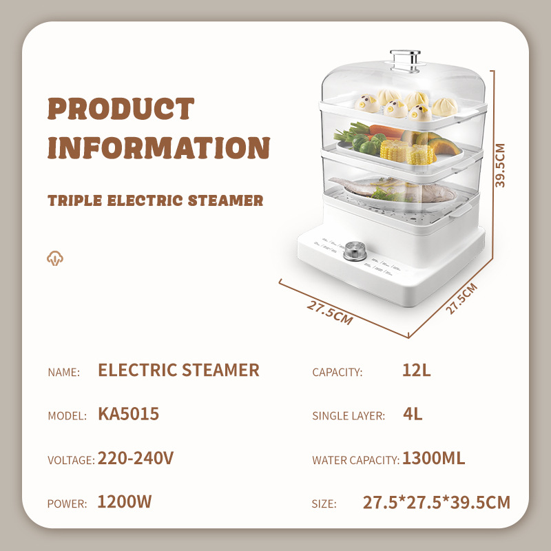 DSP Dan Song Steaming And Cooking All-in-One Small Electric Steamer Basket Household Three-Layer Multi-Function_voghion.com
