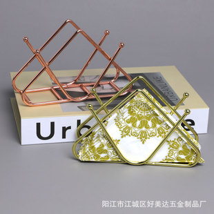 Nordic Golden Iron Tissue Holder Restaurant Hotel Cafe Metal Desktop Tissue Holder Paperboard Storage Tissue Holder