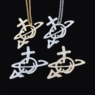 Internet Celebrity Empress of the West Line Diamond Hollow Necklace Sweater Chain Sparkling