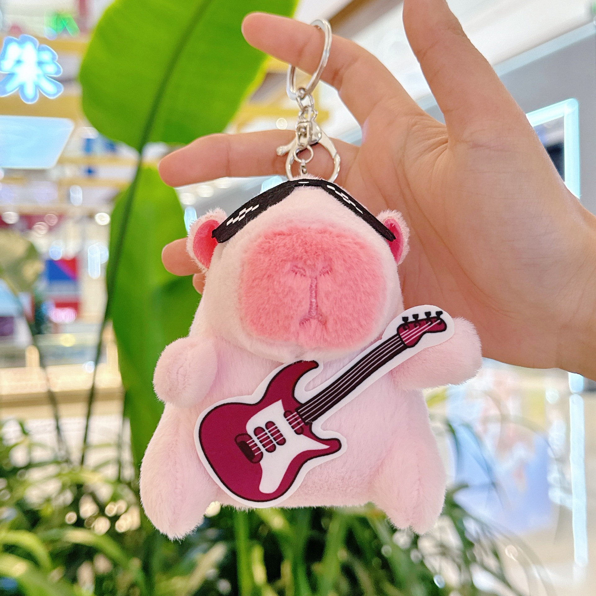 레드 기타 핑크 카피바라 + 실버 버클