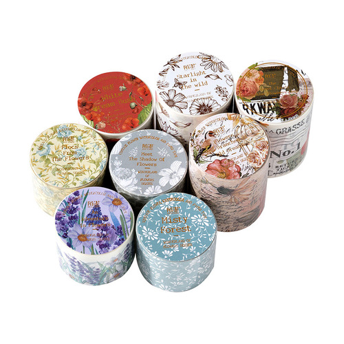 Momo Tape Flower Wonderland Series Retro Flower Watercolor Handbook Decoration Material Cycle Sticker 8 Choices