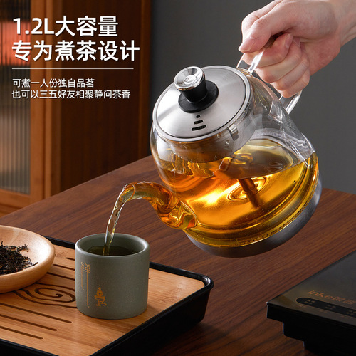 Bottom-mounted, fully automatic dual-top electric kettle with water heating and tea station—integrated water-pumping tea maker and glass electric tea stove