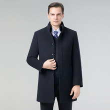 轻奢男士水貂毛领双面羊毛大衣休闲免烫中年爸爸高档兔毛内胆外套