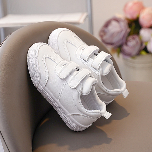 Children's White Shoes Girls' Shoes 2024 Spring and Autumn New Boys' Shoes Baby Toddler Shoes Kindergarten Indoor Shoes