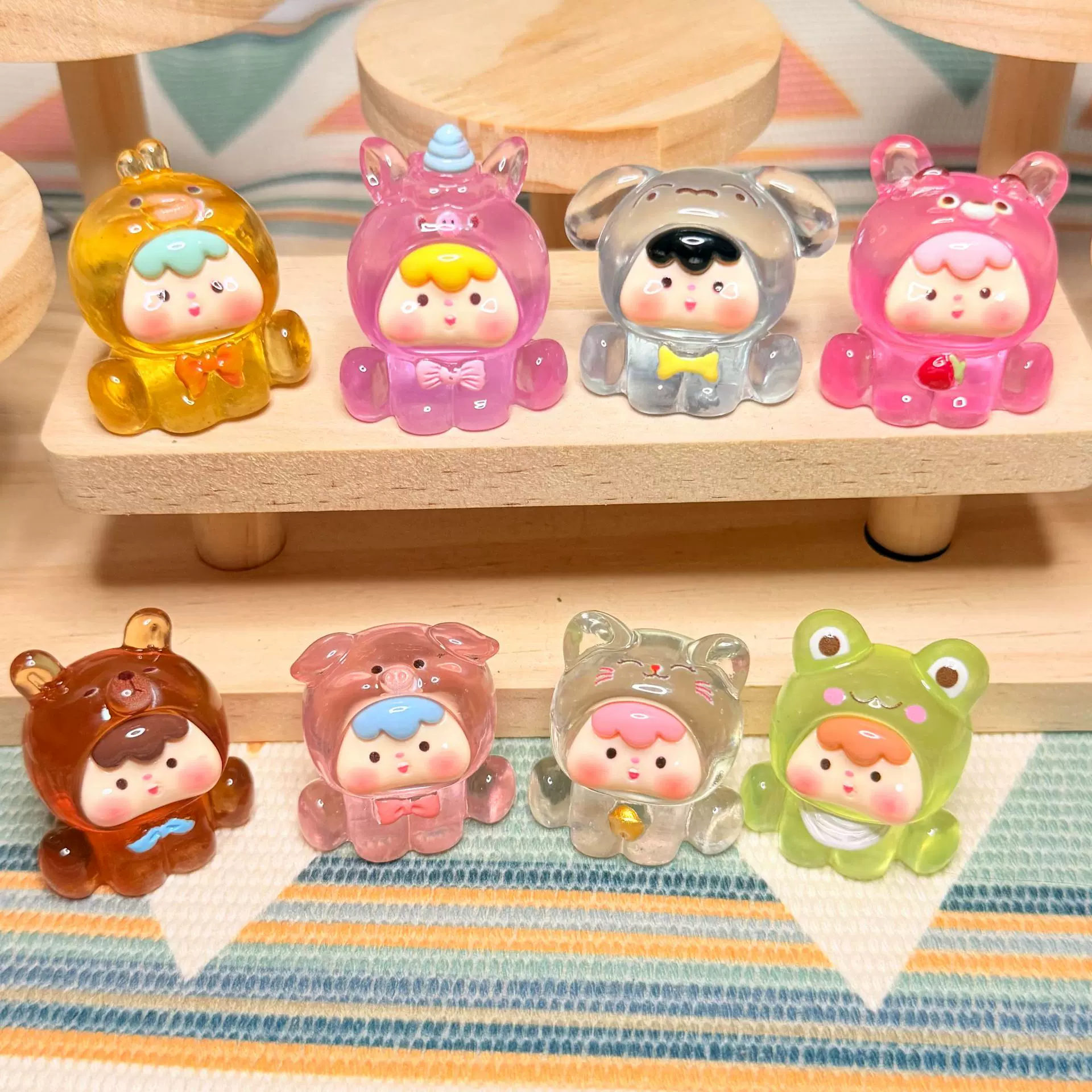 树脂立体卡通高透动物崽崽diy饰品配件钥匙扣材料车载微景观摆件