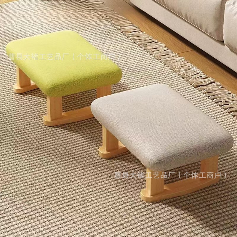 Wooden Shoe-Changing Stool at the Entrance of the House, Living Room Coffee Table, Small Stool for Entertaining Guests, Simple Square Computer Desk Foot Stool