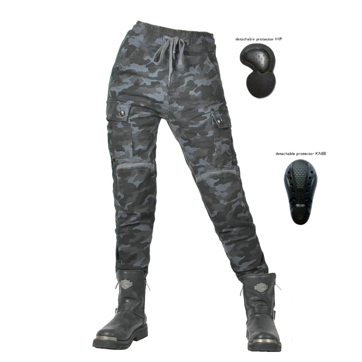 Motocicleta pantalones de montar casual motocicleta Kevlar caída resistente negro jeans pantalones roscados polainas señoras Caballero