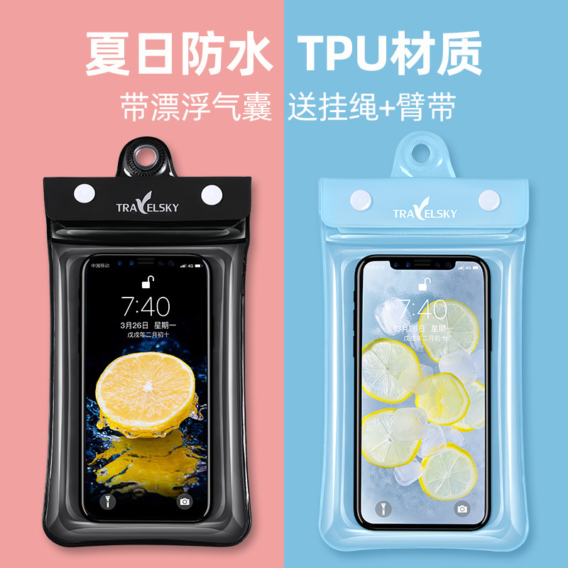 Swimming TPU Large Capacity Airbag Phone Waterproof Bag Transparent INS Candy Color Hot Spring Waterproof Phone Bag Diving Suit