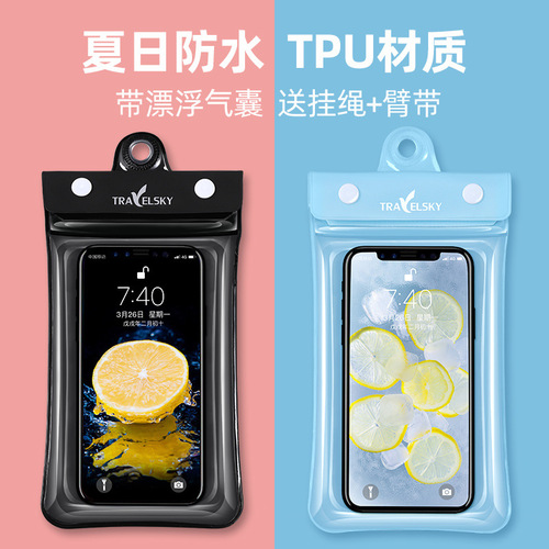 Swimming TPU Large Capacity Airbag Phone Waterproof Bag Transparent INS Candy Color Hot Spring Waterproof Phone Bag Diving Suit