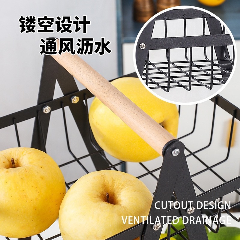 国境を越えた人気の鉄製収納バスケット二層フルーツバスケット組み立てスナックバスケットスタンドキッチンドロップシッピングフルーツプレート|undefined