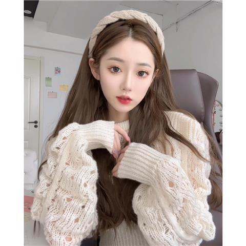 Kony wig headband one-piece fashionable women's long hair high skull ladies domestic human hair natural internet celebrity full headgear