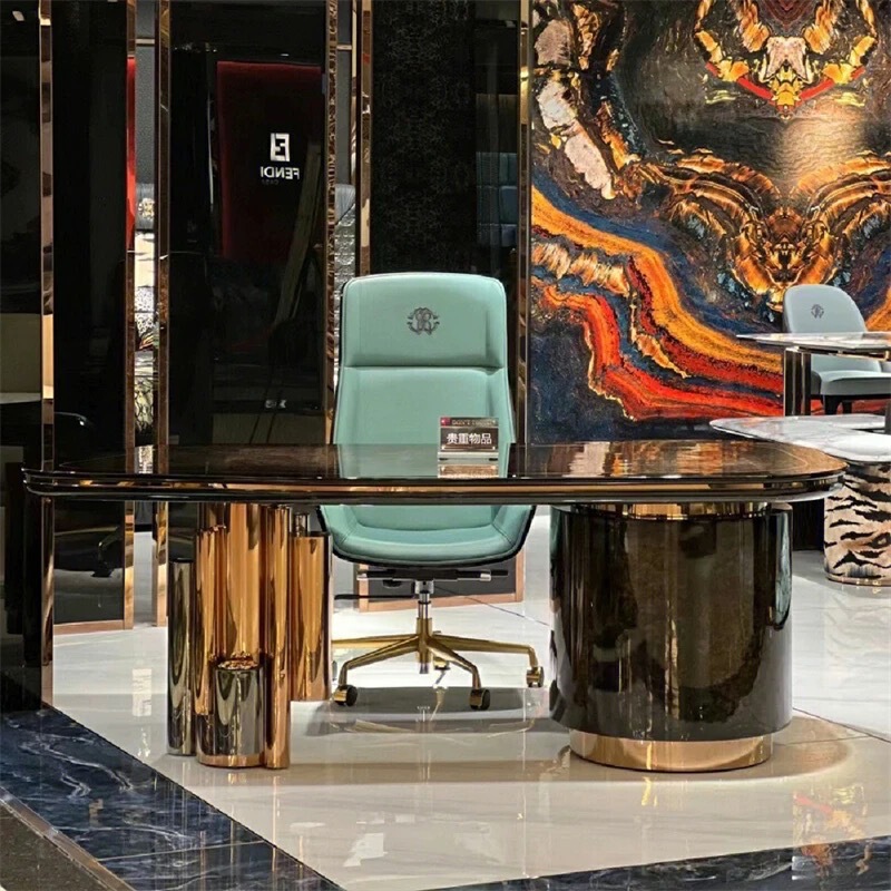 Light Luxury Italian Robert Cavalli High-end Desk President's Office Desk Villa Large Flat 2025 New Style