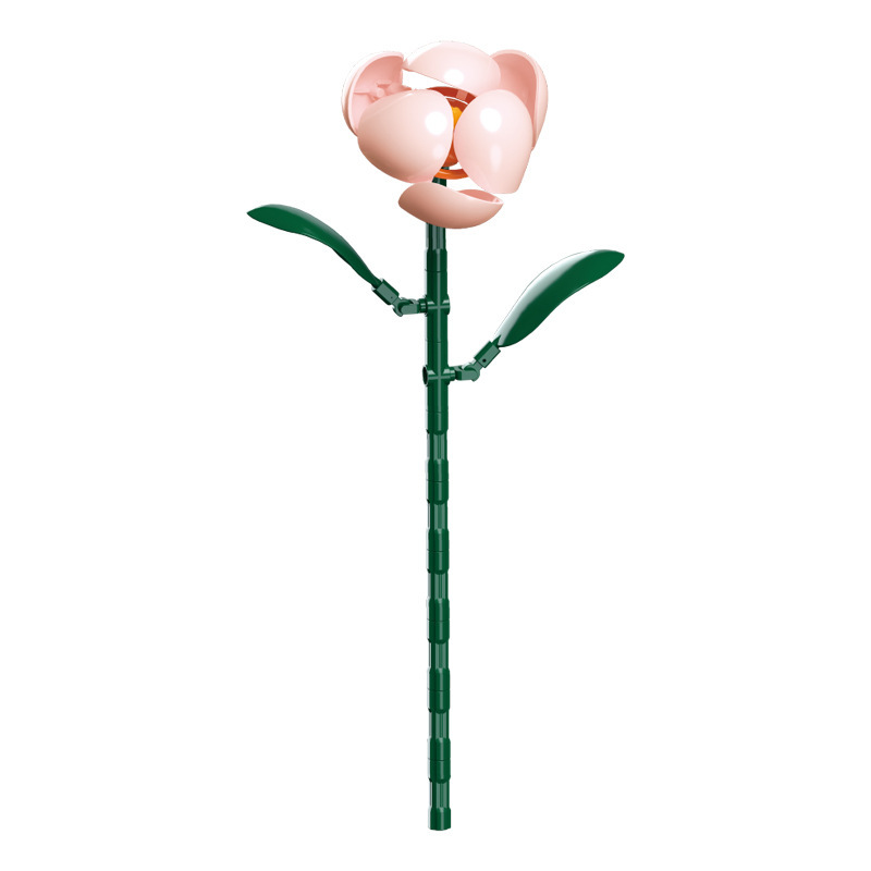钻马积木花永生花束抱抱桶仿真花小颗粒积木DIY玩具七夕女生礼物|undefined